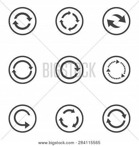 Repeat Icons Set. Set Of 9 Refresh Filled Icons Such As Reload, Update, Reload, Replay, Loading Arro