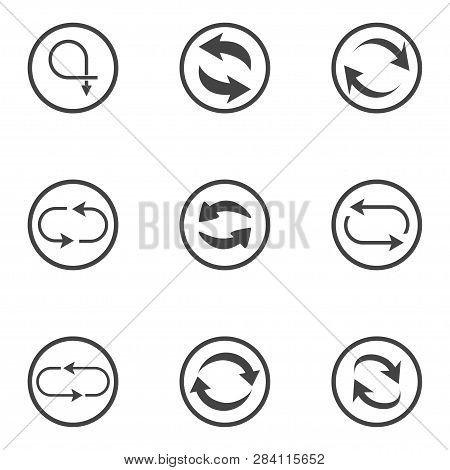 Repeat Icons Set. Set Of 9 Refresh Filled Icons Such As Reload, Update, Reload, Replay, Loading Arro