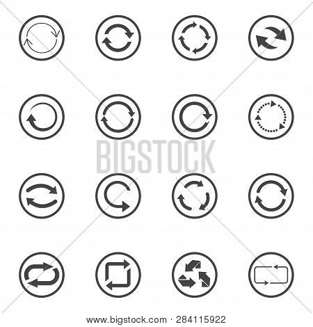 Repeat Icons Set. Set Of 16 Refresh Filled Icons Such As Reload, Update, Reload, Replay, Loading Arr