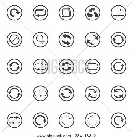 Repeat Icons Set. Set Of 25 Refresh Filled Icons Such As Reload, Update, Reload, Replay, Loading Arr