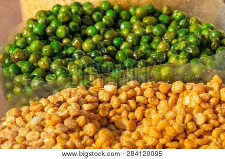 Roasted Green Peas And Channa Dal Close Up View