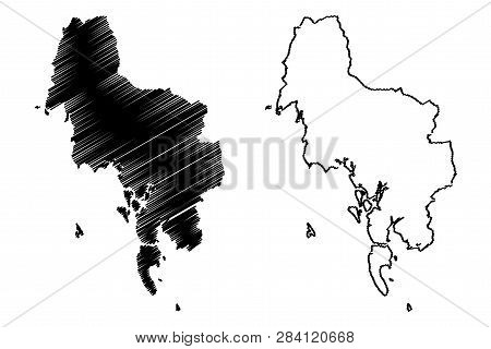 Krabi Province (kingdom Of Thailand, Siam, Provinces Of Thailand) Map Vector Illustration, Scribble 