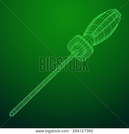 Crosshead Screwdriver. Handyman Tool For Home Repair. Maintenance Themed Abstract Model Wireframe Lo