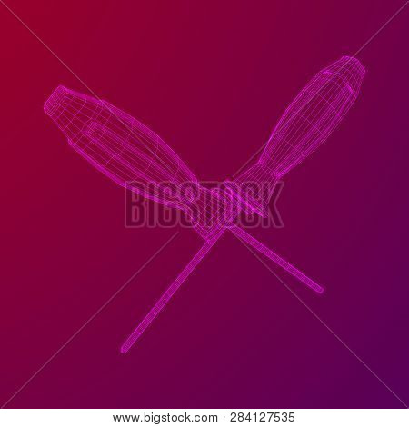 Crosshead Screwdriver. Handyman Tool For Home Repair. Maintenance Themed Abstract Model Wireframe Lo