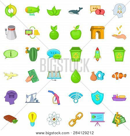 Eco Care Icons Set. Cartoon Style Of 36 Eco Care Icons For Web Isolated On White Background