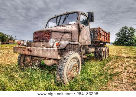 Image Of The Abandoned Old Rusty Truck - Terrain Truck Praga V3s From 1953