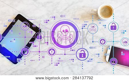 Virus And Scam Theme With A Tablet Computer And Smart Phone