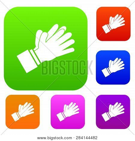 Clapping Applauding Hands Set Icon In Different Colors Isolated Illustration. Premium Collection