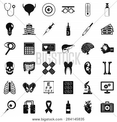 Diagnostic Icons Set. Simple Style Of 36 Diagnostic Icons For Web Isolated On White Background