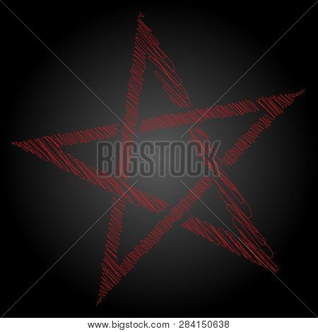 Pentagram Or Pentalpha Or Pentangle. Dot Work Ancient Pagan Symbol Of Five-pointed Star Isolated Ill