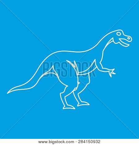 Hypsilophodon Dinosaur Icon Blue Outline Style Isolated Illustration. Thin Line Sign
