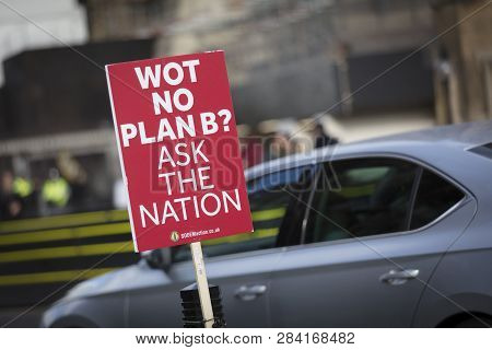 London, United Kingdom, 7th February 2019, Protest Banner Against Leaving The Eu And For A Peopes Vo