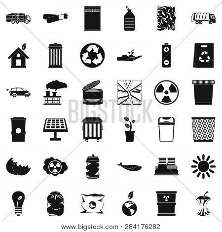 Save Ecology Icons Set. Simple Style Of 36 Save Ecology Icons For Web Isolated On White Background