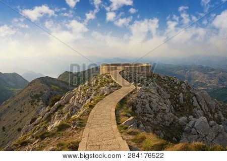 Beautiful Mountain Landscape With A Footpath And Observation Deck In Lovcen National Park. Montenegr