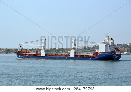 Sevastopol, Crimea - July, 2018: Dry-cargo Ship Laodicea (home Port Of Latakia, Imo 9274343) In The 