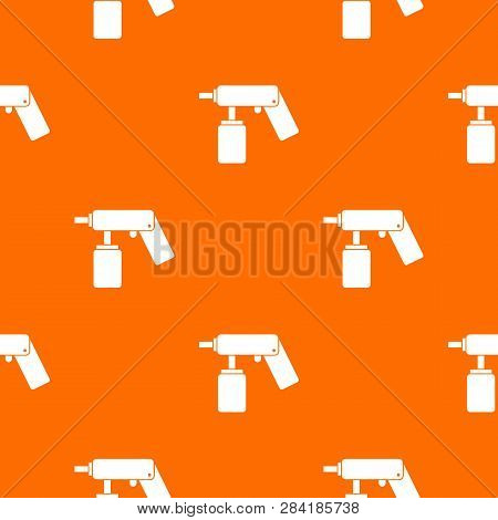 Spray Aerosol Can Bottle With A Nozzle Pattern Repeat Seamless In Orange Color For Any Design. Geome