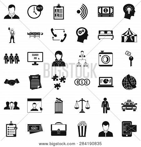 Coherence In Job Icons Set. Simple Style Of 36 Coherence In Job Icons For Web Isolated On White Back