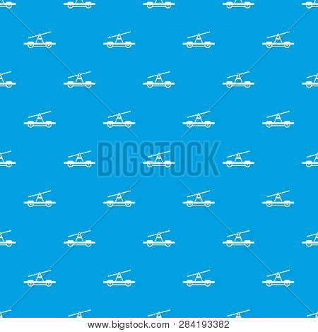 Draisine Or Handcar Pattern Repeat Seamless In Blue Color For Any Design. Geometric Illustration