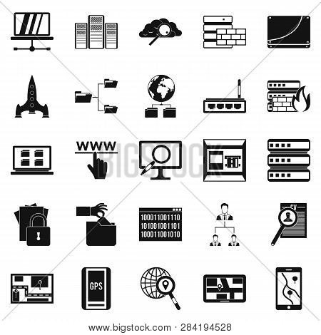 Internet Protocol Icons Set. Simple Set Of 25 Internet Protocol Icons For Web Isolated On White Back