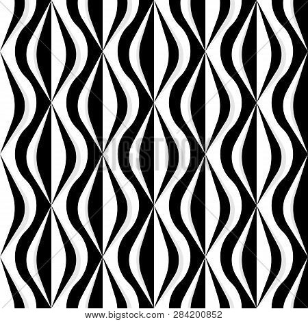 Checker Curvy Pattern In Black And White