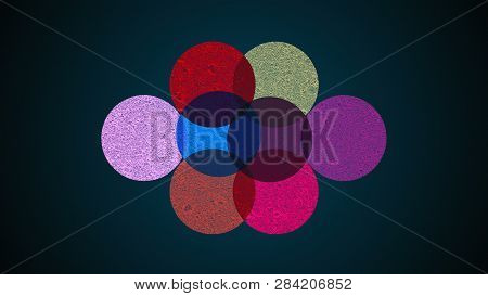 Multiple Shape Circles, Mixing Of Different Colors, Searchlight Effect, 3d Render Background, Comput