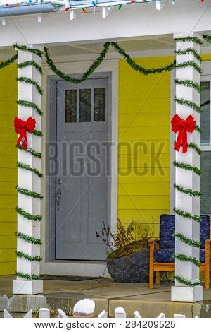 Entry To A Home With Holiday Decorations In Utah