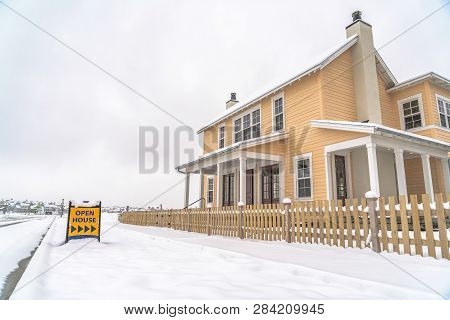 Open House Sign In Front Of A Home In Daybreak