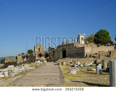 The Entrance To The Ruins Of Greek Ancient City Of Pergamum, Izmir Province,  Turkey