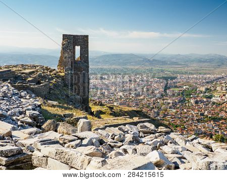 The Top Of The  Amphitheater In The Ruins Of The Ancient City Of Pergamum Or Pergamon, Izmir Provinc