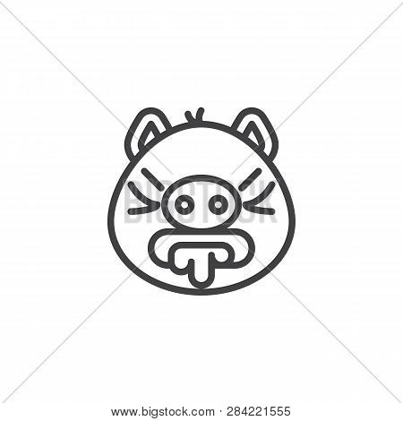 Vomiting Emoji Piggy Face Line Icon. Linear Style Sign For Mobile Concept And Web Design. Nauseous P