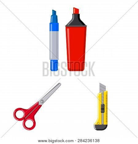 Isolated Object Of Office And Supply Sign. Collection Of Office And School Stock Vector Illustration