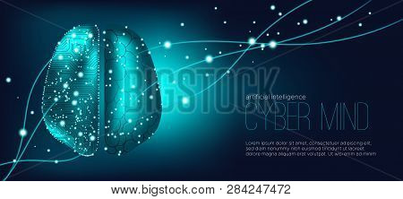 Cyber Mind, Artificial Intelligence Concept. Brain Analysis, Neural Connection Visualization. Futuri