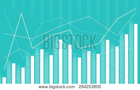 Inlustration Of Business Graph Increasing On Green Background.