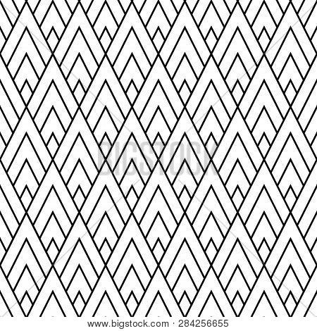 Seamless Boho Style Pattern With Outlined Rhombus Repeat