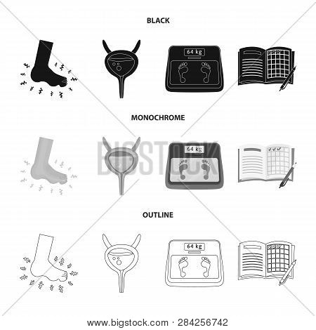 Isolated Object Of Diet And Treatment  Sign. Set Of Diet And Medicine Stock Symbol For Web.