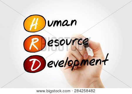 Hrd - Human Resource Development Acronym With Marker, Business Concept Background