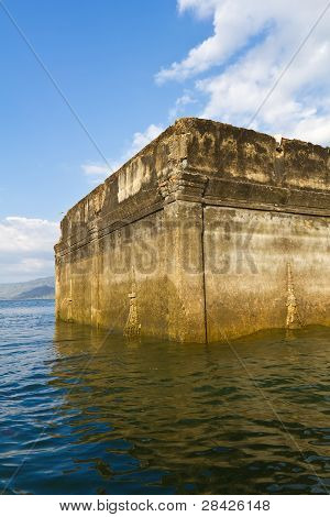 Part Of Ruin Of Thai Church Expose In The River