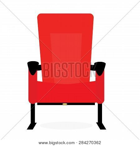 Cinema Movie Theater Red Comfortable Chair, Vector Illustration