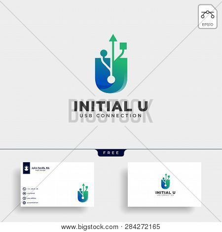Usb Letter U Connection Communication Creative Logo Template Vector Illustration