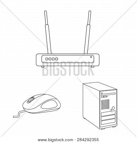 Vector Design Of Laptop And Device Symbol. Set Of Laptop And Server Vector Icon For Stock.