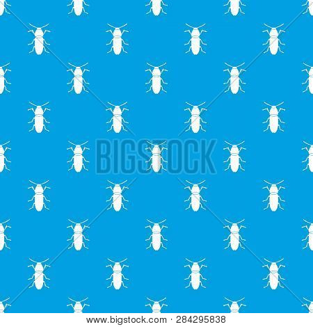 Cereal Leaf Beetle Pattern Repeat Seamless In Blue Color For Any Design. Geometric Illustration