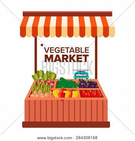 Vegetable Market Vector. Natural Eco Healthy Product. Isolated Flat Cartoon Illustration