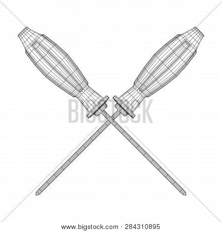 Crosshead Screwdriver. Handyman Tool For Home Repair. Maintenance Themed Abstract Model Wireframe Lo