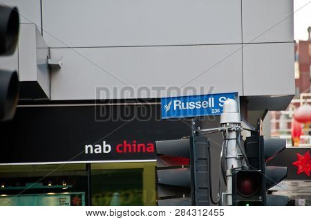 Melbourne, Australia - July 26, 2018: National Australia Bank (nab) Branch In China Town At Russell 