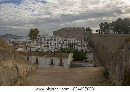 White Houses Around The Town Of Ibiza