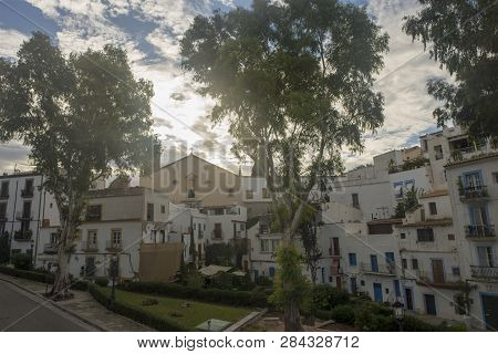 White Houses Around The Town Of Ibiza
