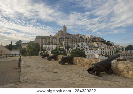 Old Cannons In The Medieval Village Of Ibiza