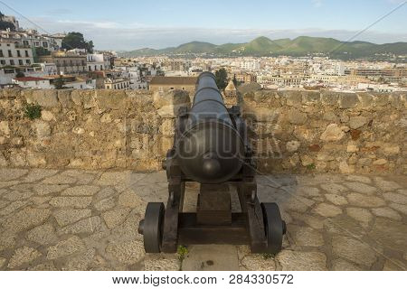 Old Cannons In The Medieval Village Of Ibiza