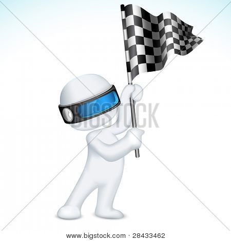 illustration af 3d mand i vektor fuldt skalerbar, holder racing flag