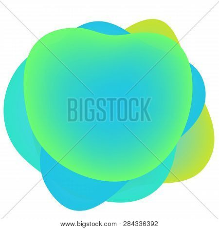 Vector Set Of Neon Liguid Shapes. Gradient Iridescent Bubbles For Text For Business Page. Template W